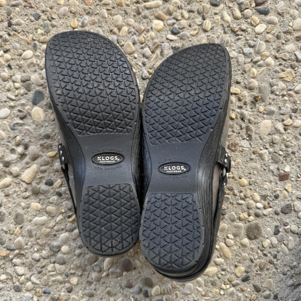 Klogs Footwear Shoes Womens Size 8.5 Gray Leather Clog Mule Black Harness Strap‎ - Picture 9 of 12